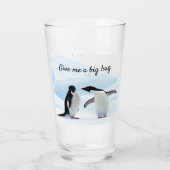 Grote knuffel Penguin op ijsfoto met tekst Glas (Achterkant)