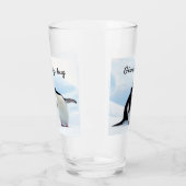 Grote knuffel Penguin op ijsfoto met tekst Glas (Links)