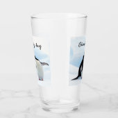 Grote knuffel Penguin op ijsfoto met tekst Glas (Rechts)
