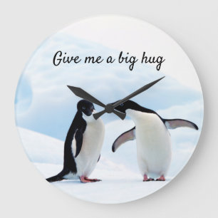 Grote knuffel Penguin op ijsfoto met tekst Klok