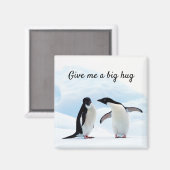 Grote knuffel Penguin op ijsfoto met tekst Magneet (Voorkant / Achterkant)