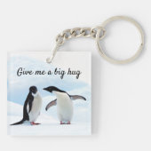 Grote knuffel Penguin op ijsfoto met tekst Sleutelhanger (Achterkant)
