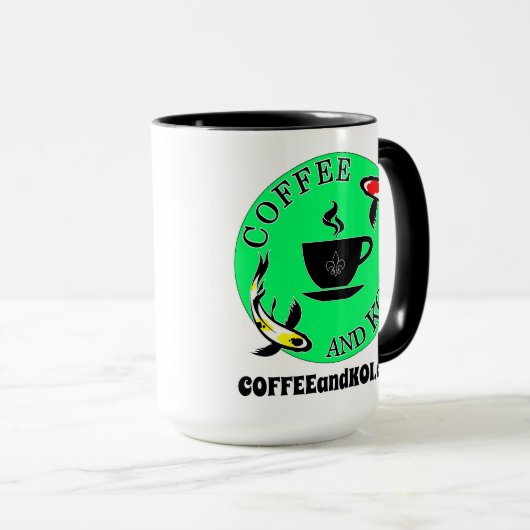 Grote koffie-Mok - Koffie en Koi Mok (Voorkant rechts)