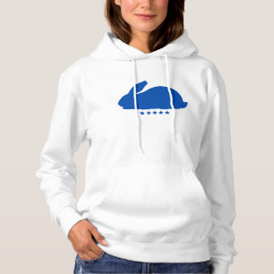 Grote Konijn Silhouet in Blauw Hoodie