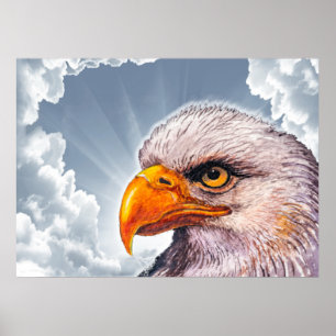 Grote krachtige Bald Eagle Poster Hope for America