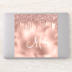 Grote laptopsticker Roos Gold Monogram Glitter Sticker