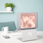 Grote laptopsticker Roos Gold Monogram Glitter Sticker (Laptop op bureau)