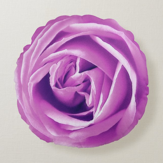 Grote lavendel Roos - Afdrukronde loods Rond Kussen (Voorkant)