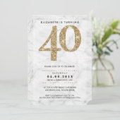 GROTE LEEFTIJD NUMMER marmer moderne 40 goud glitt Kaart (Staand voorkant)