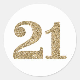 GROTE LEEFTIJD NUMMER moderne 21 gouden glitter Ronde Sticker