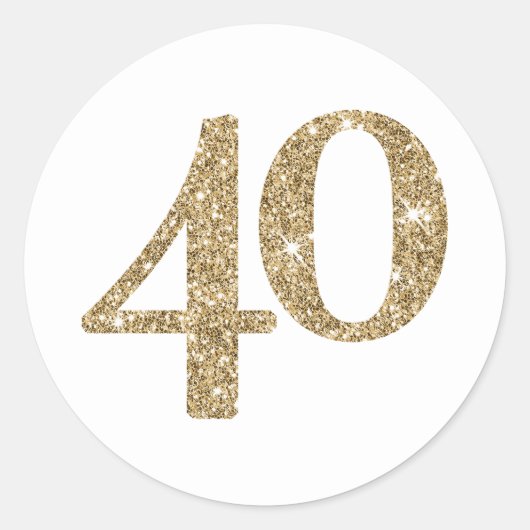 GROTE LEEFTIJD NUMMER moderne 40 goud glitter Ronde Sticker (Voorkant)