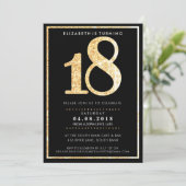 GROTE LEEFTIJD NUMMER UITNODIGEN moderne 18 gouden Kaart (Staand voorkant)