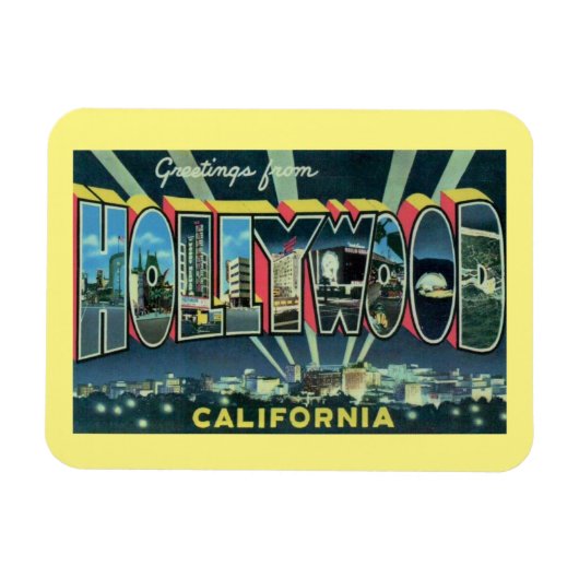 Grote Letter Greeting Hollywood California  Magneet (Horizontaal)