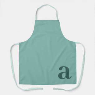 Grote Letter Monogram Tealblauw Minimalistisch Schort