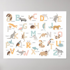 Grote letters dierlijk alfabet kinder poster