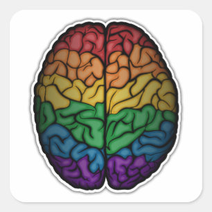 Grote LGBTQ Pride Rainbow Brain Vector Vierkante Sticker