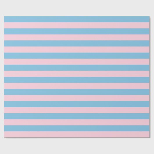 Grote lichtblauwe en lichtroze strepen cadeaupapier (Vlak)