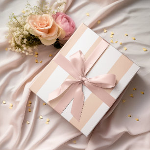 Grote lichte perzik en witte strepen cadeaupapier