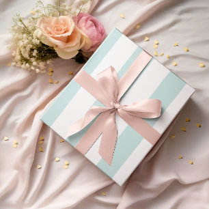 Grote lichte turkooizen en witte strepen cadeaupapier