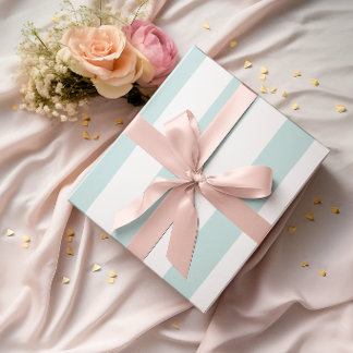 Grote lichte turkooizen en witte strepen cadeaupapier