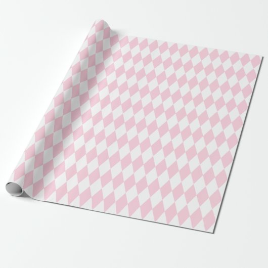 Grote lichtroze en witte harlequin cadeaupapier (Uitgerold)