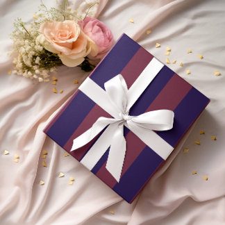 Grote marine en bordeauxrode verticale strepen cadeaupapier