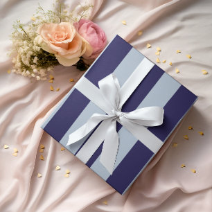 Grote marine en stoffig blauwe verticale strepen cadeaupapier