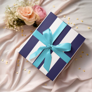 Grote marine en witte verticale strepen cadeaupapier