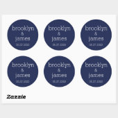 Grote marineblauw moderne weddenschappen ronde sticker (Vel)