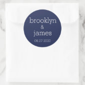 Grote marineblauw moderne weddenschappen ronde sticker (Tas)