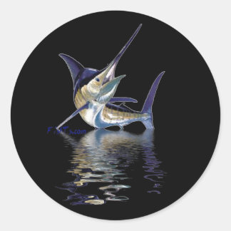 Grote marlijn met reflectie in water ronde sticker
