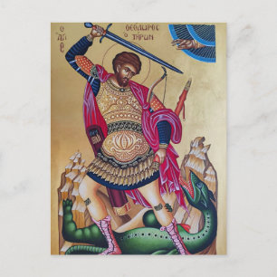 Grote Martelaar Theodorus van Tyro Orthodoxe Icoon Briefkaart