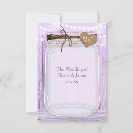 Grote Mason Jar & Lights Lavender Paars RSVP (Achterkant)