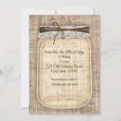 Grote Mason Jar met Burlap en Lace Rustic Wedding Kaart (Achterkant)