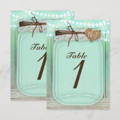 Grote Mason-pot & lichten Mint tafelnummerkaart Kaart (Voorkant / Achterkant)