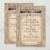Grote Mason pot met jute & kant rustieke bruiloft Kaart (Voorkant / Achterkant)