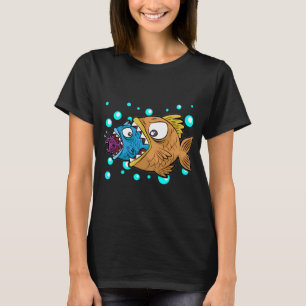 GROTE MEDIUM KLEINE VIS ETEN Voedselketen Cadeau S T-shirt