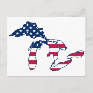 Grote Meren Amerikaanse vlag Briefkaart