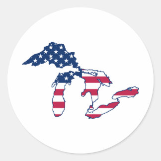 Grote Meren Amerikaanse vlag Ronde Sticker