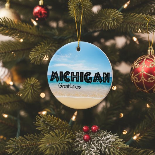 Grote Meren Beach Michigan Kerstmis Keramisch Ornament