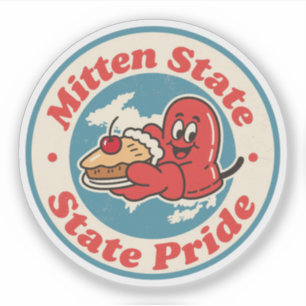 Grote Meren Charme_ Michigan Mitten Vintage Stijl Sticker