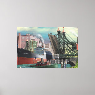 Grote meren die door de buffelboer rijden canvas afdruk
