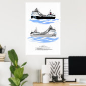 Grote meren Freighter Saginaw-geschiedenis Poster (Thuiskantoor)