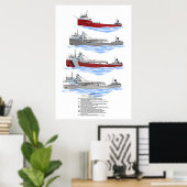 Grote Meren Freighter Sloan Mississagi Historie Poster (Thuiskantoor)