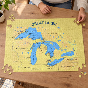 Grote Meren Kaart van Noord-Amerika 20x30 Legpuzzel