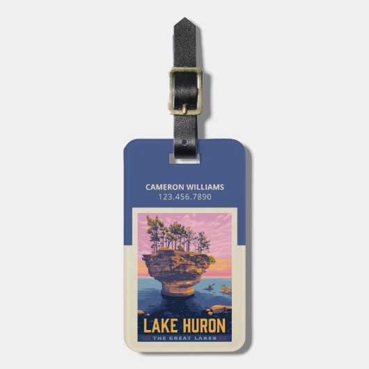 Grote Meren | Lake Huron Bagagelabel (Voorkant verticaal)
