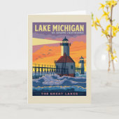 Grote Meren | Lake Michigan Kaart (Gele Bloem)