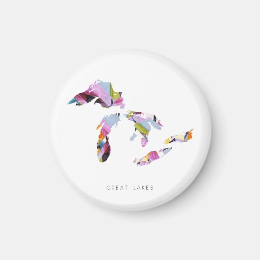 Grote Meren Minimalistisch Silhouette Map Magnet Magneet (Voorkant)