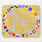 Grote meren Nautical Chart & Signal Flags Mousepad Muismat (Voorkant)