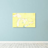 Grote Meren Nautische kaart en kaart Canvas Afdruk (Insitu (Houten vloer))
